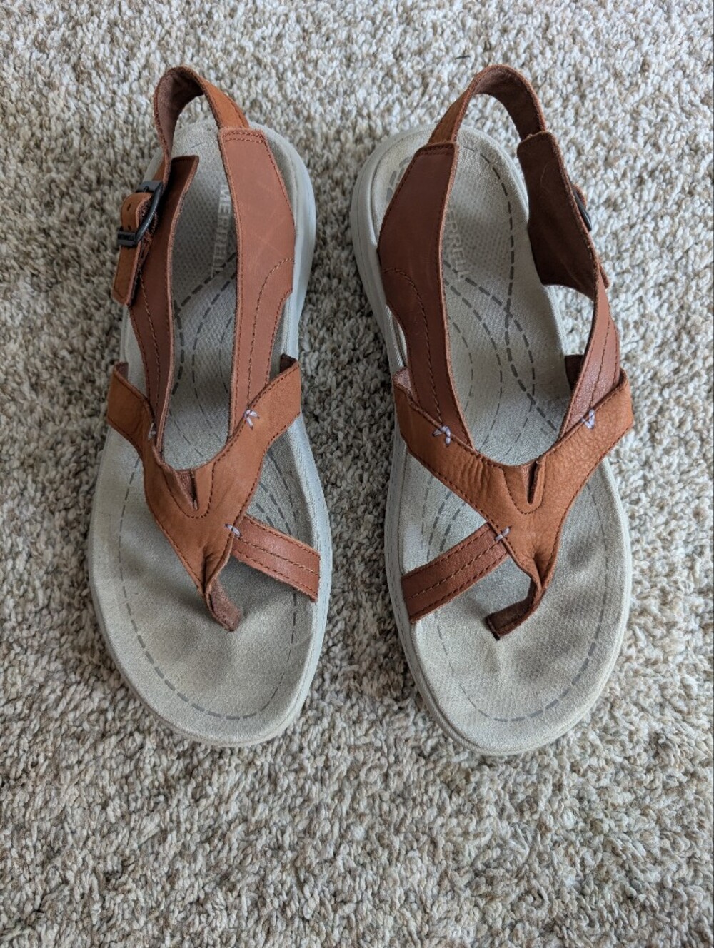 Merrell Leather Brown Slingback Toe Sandals Sz 9 - Casual Boho Comfort